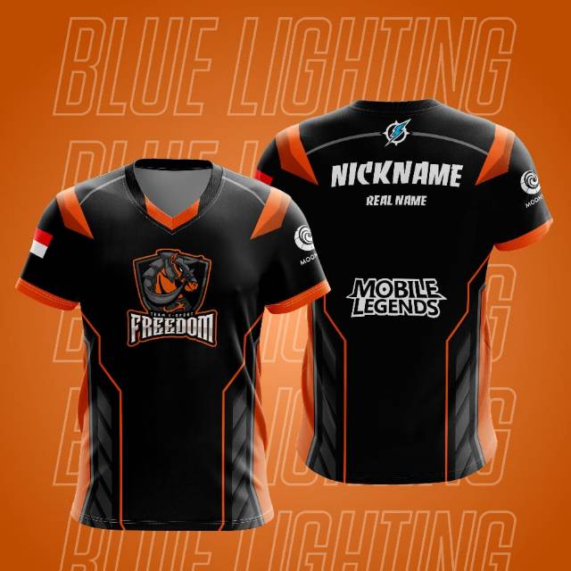 Baju gaming mobile legends custom jersey bisa ganti nama dan logo termurah