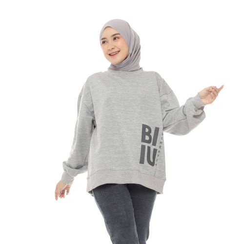 Sweater Oversize Wanita Korean Grey Misty