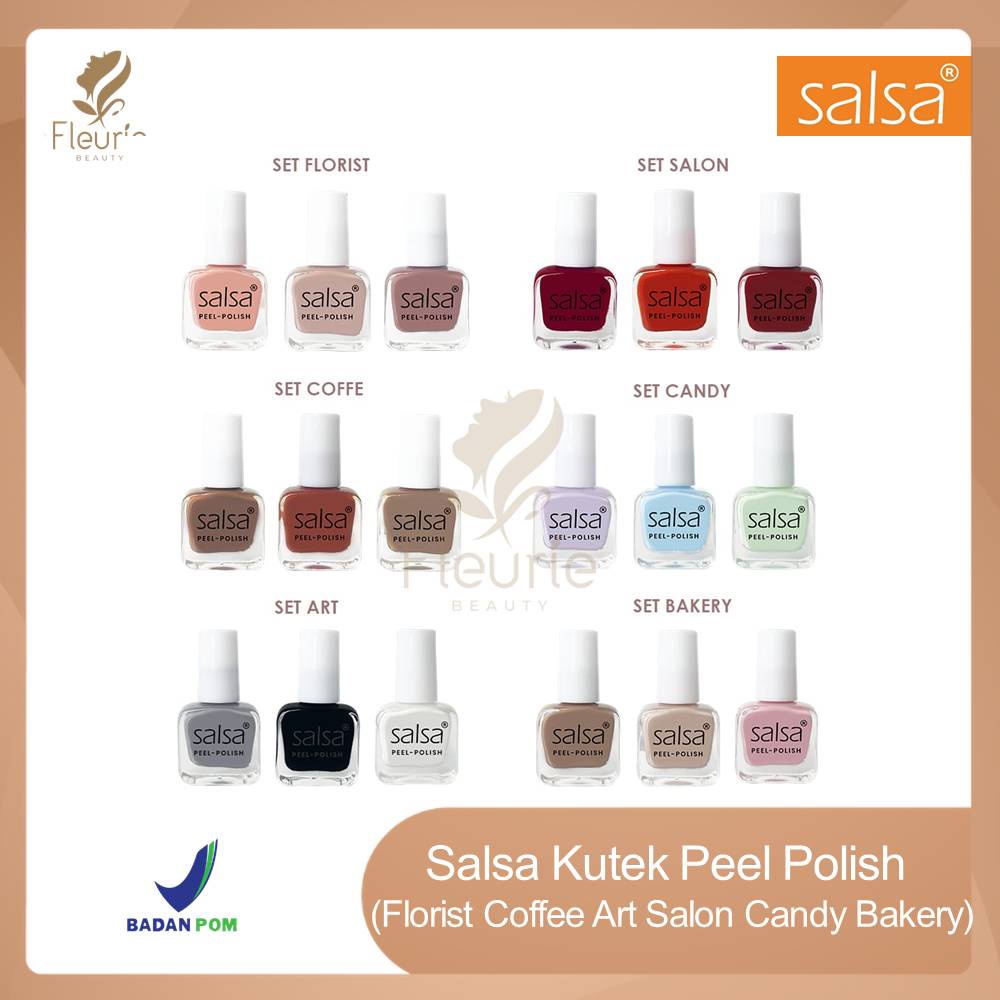 Salsa Kutek Peel Polish Florist Coffee Art Salon Candy Bakery - Salsa Peel Off Nail Polish Original BPOM