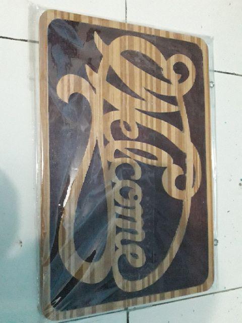 Papan Sign Tulisan Welcome Selamat Datang Kayu