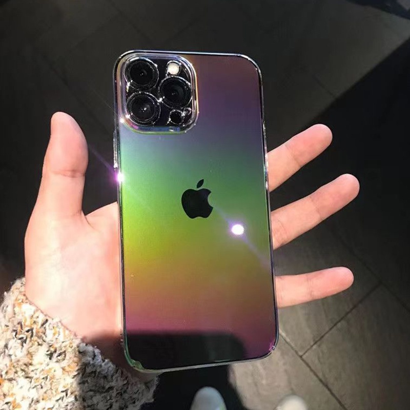 Soft Case Transparan Motif Laser Aurora Untuk iPhone 14 13 Pro max 12 11 XS max X XR 7 8 Plus SE 2020