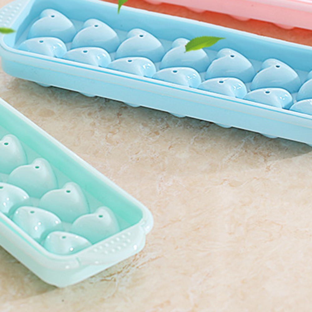 【COD Tangding】14 Holes Round Balls Ice Mold Plastic Tray Ice Hockey Grid Making Box Molds