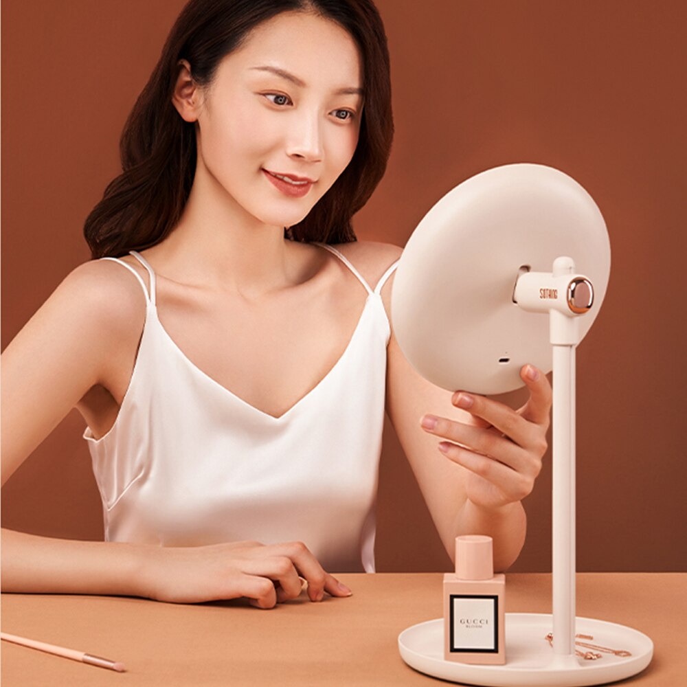 Sothing Sunlight Cermin Make Up Lampu LED Ring Light Liftable Mirror - DSHJ-S-2003 - White