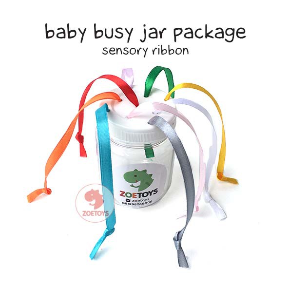 Montessori Baby Busy Jar Package | Pompom Button Push Ring Stick Stacking Sensory Ribbon Taggie Play Set Fine Motoric Play