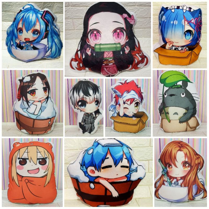 costum pillow bantal boneka anime velboa