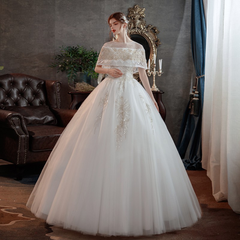 Gaun Pengantin 2105004 Putih Gold Sabrina Lengan SIku Wedding Dress