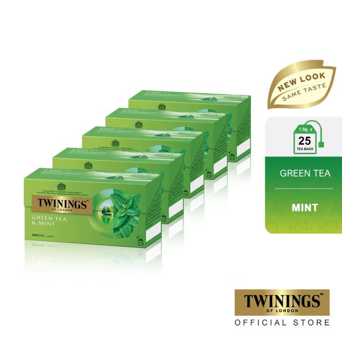 

ORIGINAL MURAH Twinings Paket Bundle Set 5 Teh Hijau Celup Rasa Green Tea Mint 25x1.5