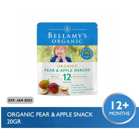 Bellamys Organic Pear and Apple Snacks 20gr 12m+