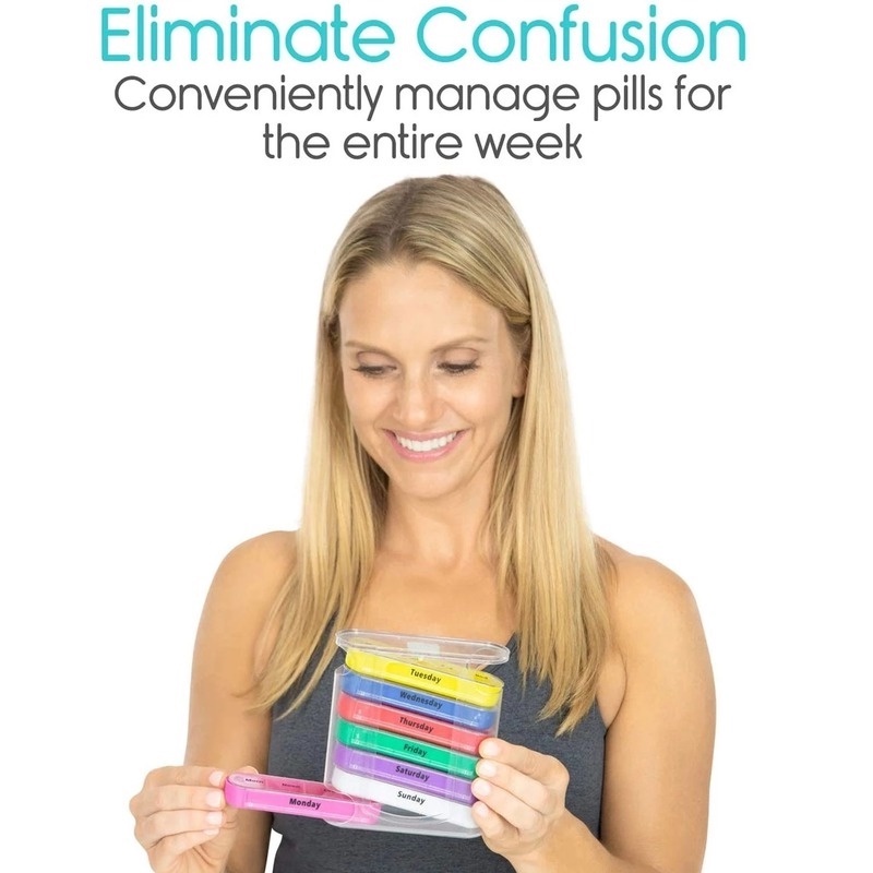 Kotak Penyimpanan Obat Pil Portabel 28 Grids 7 Hari Mingguan Tahan Air Tahan Lembab Bahan Plastik Warna-Warni 4 Kali Untuk Travel