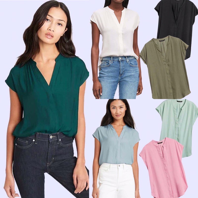 lovemecorner BANANA REPUBLIC DOLMAN HIDDEN BUTTON BLOUSE WANITA BAJU ATASAN WANITA BANYAK WARNA