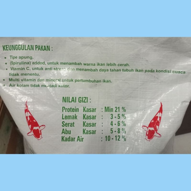 Pelet ikan special spirulina 1/2 kg / pelet special spirulina cp pk / pelet ikan / pelet koi / pelet ikan hias / pakan koi / pakan ikan / pakan koki / pelet koki