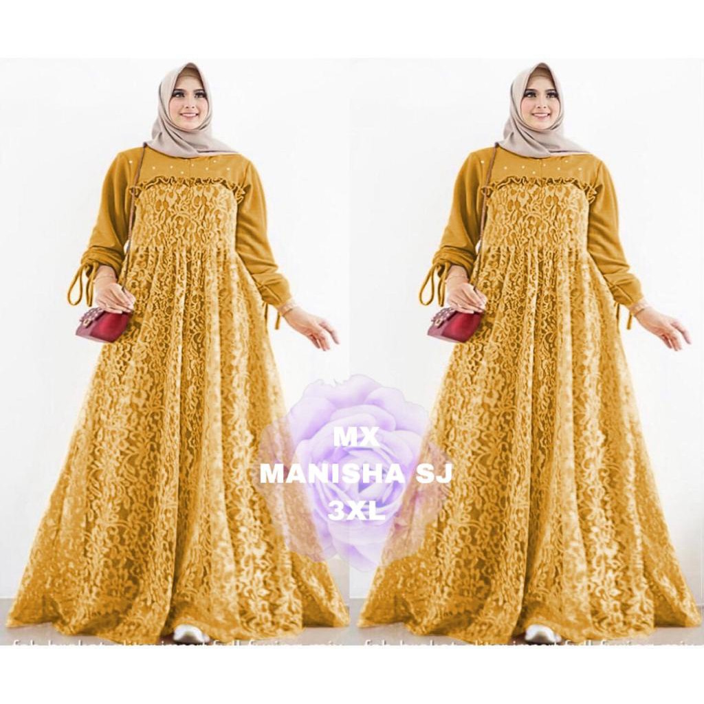 INDOBEST 3XL XXXL MANISHA GAMIS MEWAH / BRUKAT PESTA fashion wanita terlaris