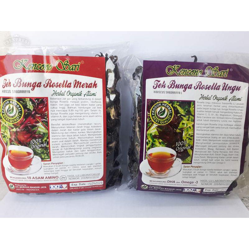 Teh bunga Rosella Merah &amp; Ungu Kencono Sari 100gr