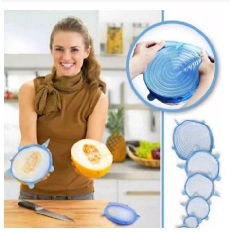 [SERBAGUNA] - Penutup Makanan Silikon Elastis / Food Cover 6 In 1