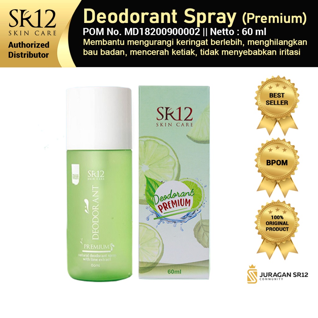 Deodorant Spray SR12 Premium Penghilang Bau Ketiak Pemutih Ketiak dan Selangkangan Ampuh Penghilang Bau Badan Deodorant BPOM