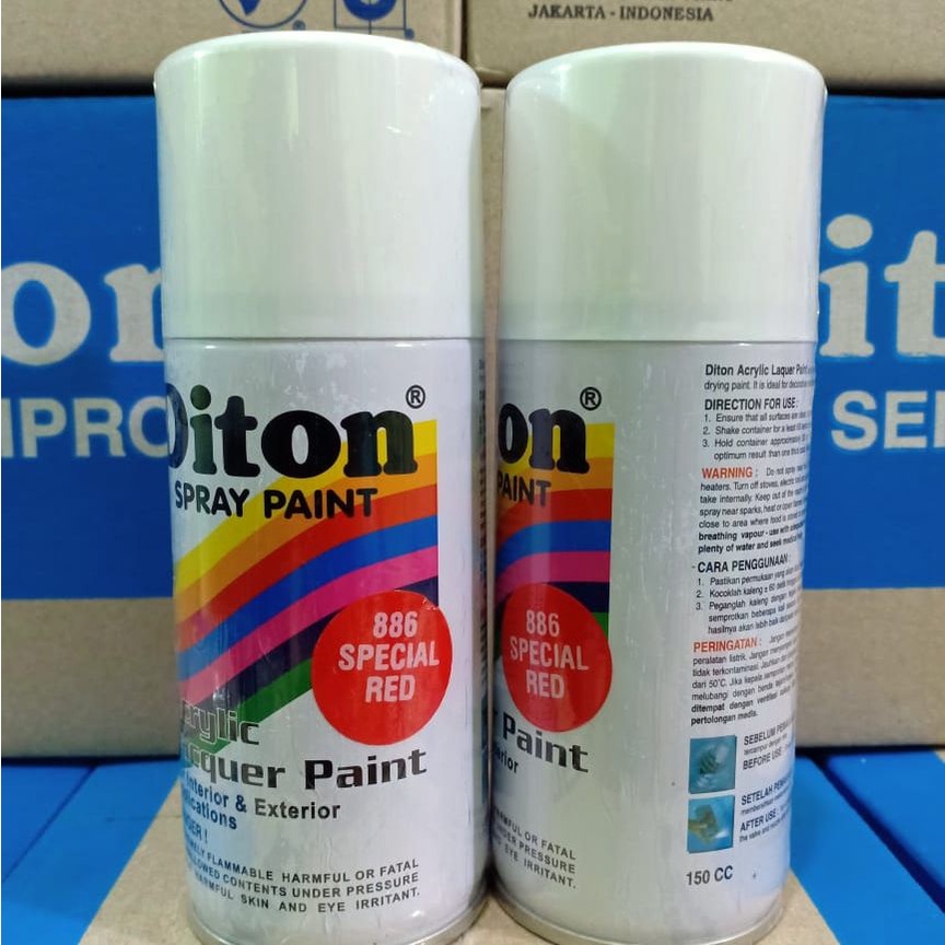 DITON Spray Paint Acrylic Lacquer Paint Pilox Cat Semprot - 886 Special Red / Merah (150cc/Kecil)