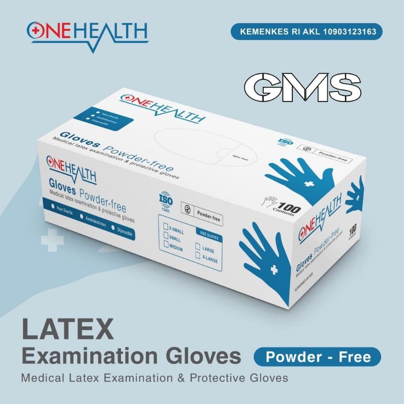 Sarung Tangan Latex Powder Free Onehealth Per Box isi 100 Pcs