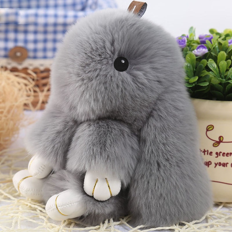 SIY  Bunny Rex Rabbit Fur Bag Handbag Keychain Pom Doll Ball Key Chain Ring Pendant