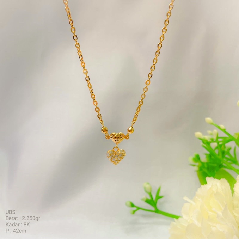 Perhiasan Kalung Emas Love Rantai Hollow Fancy UBS 8k / 375