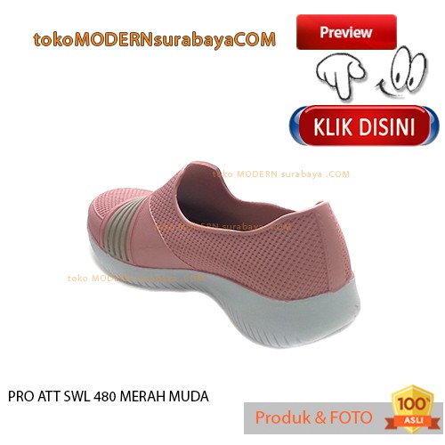 PRO ATT SWL 480 MERAH MUDA Sepatu Wanita Sepatu Slip On Karet