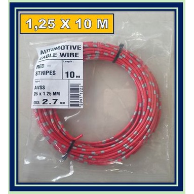 KABEL BINTIK 1.25 MM MERAH / KABEL 1,25 SERABUT TEMBAGA KELISTRIKAN MOBIL / KABEL SERAT TEMBAGA