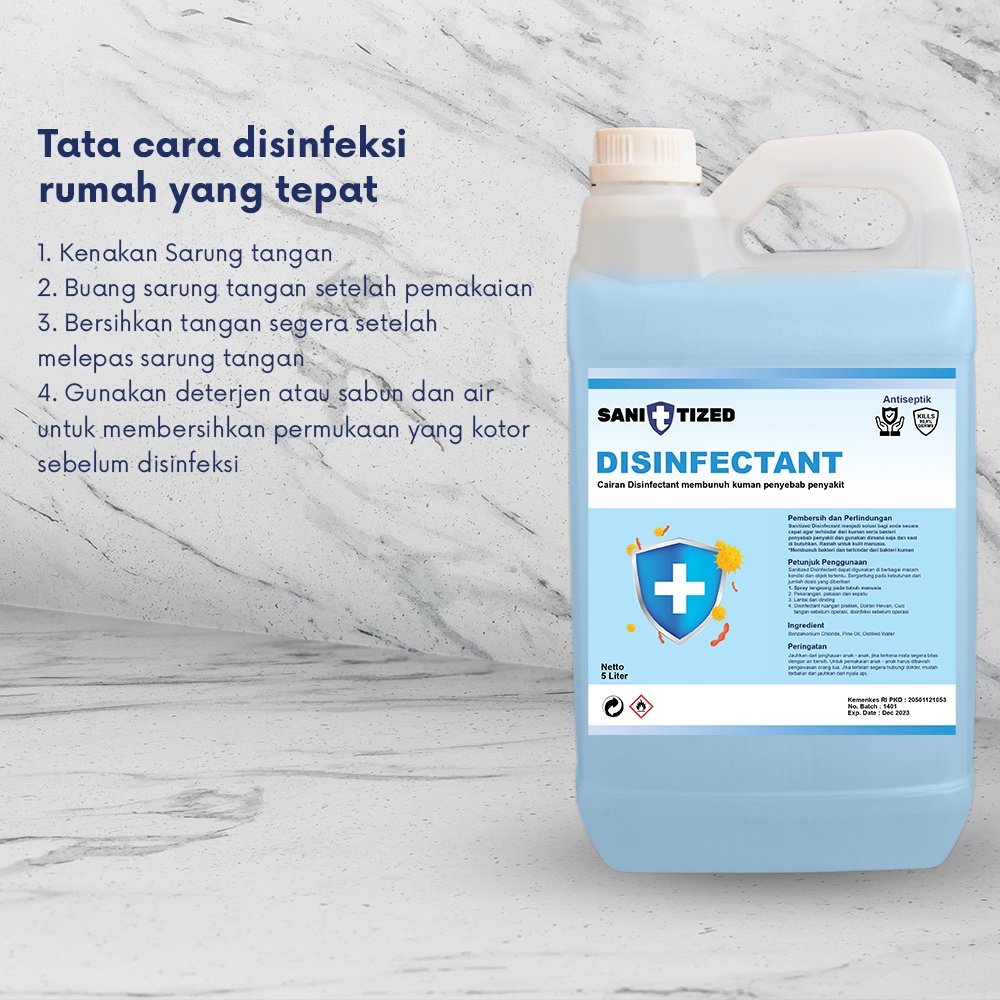 DISINFECTANT 5 LITER CAIRAN DISINFEKTAN SIAP PAKAI PEMBUNUH KUMAN, VIRUS &amp; BAKTERI