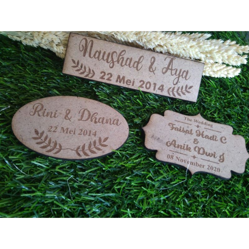 nama mahar ukir mdf kayu Pinus laser cut