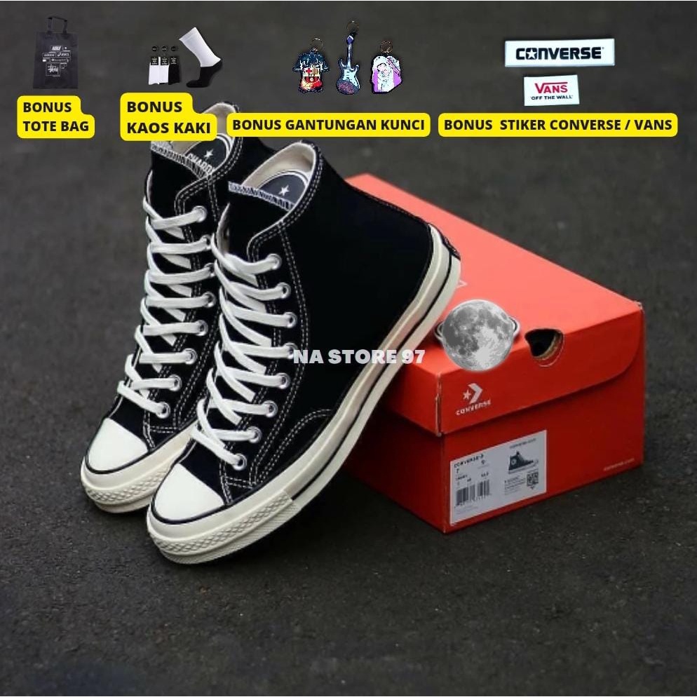 SEPATU CONVERSE 70S HIGH ALL STAR PREMIUM 100% WANITA PRIA SNEAKERS SEKOLAH HITAM PUTIH