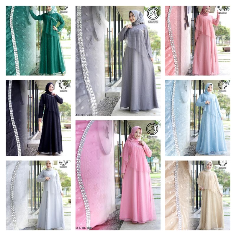 gamis modern stelly assyfa / gamis muslim / gamis pesta / gamis Payet / gamis lebaran / gamis Brides