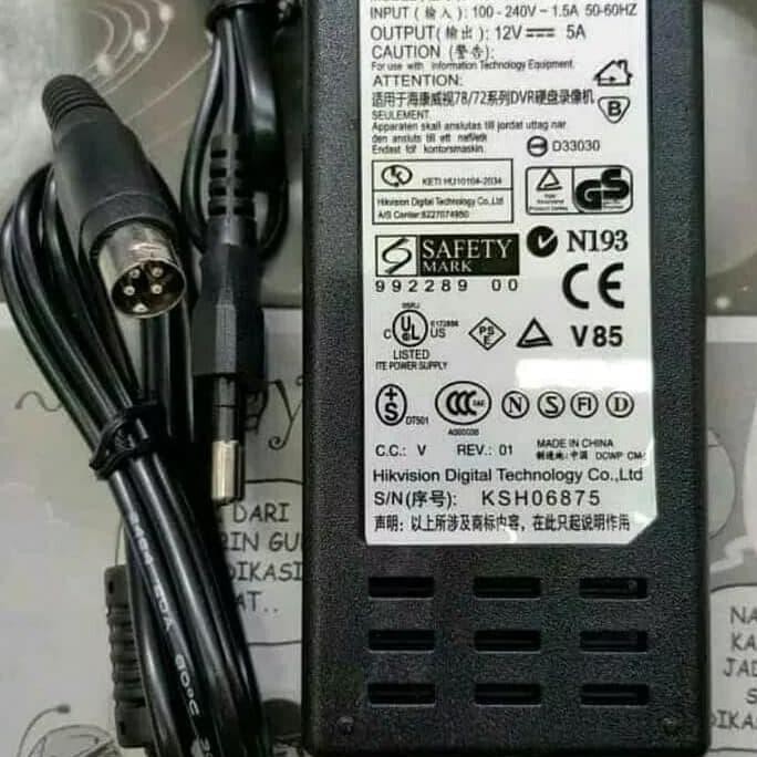 Adaptor 12V 5A 4pin DVR HIKVISION