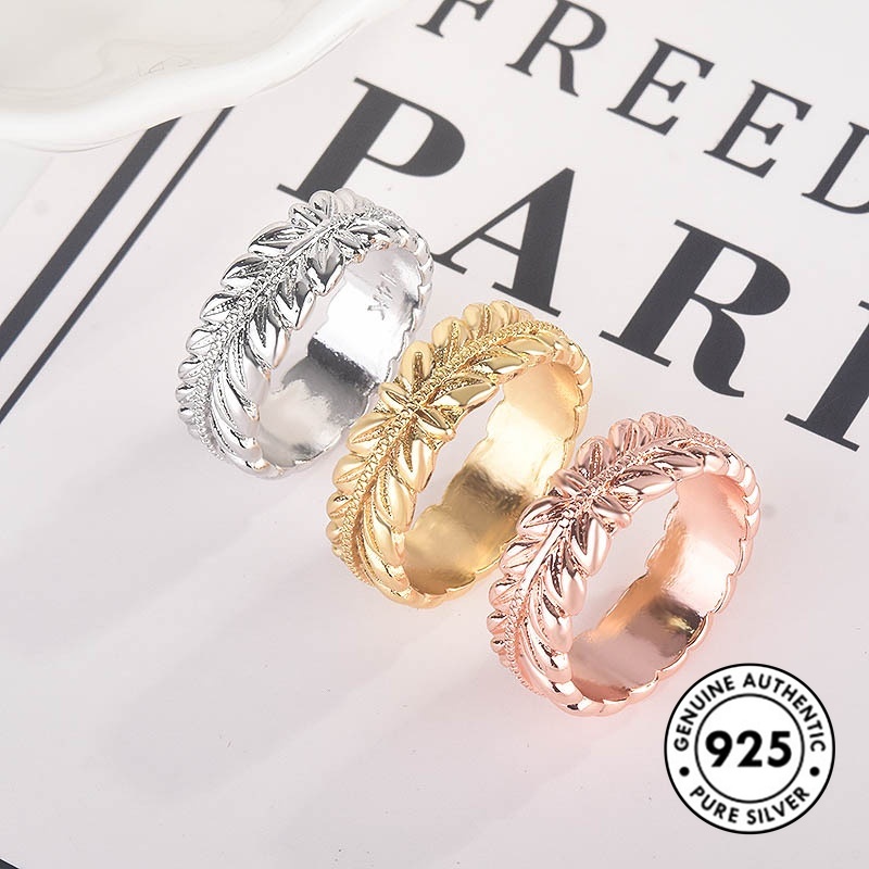 Cincin Lapis Silver 925 Model Daun Gandum Untuk Wanita