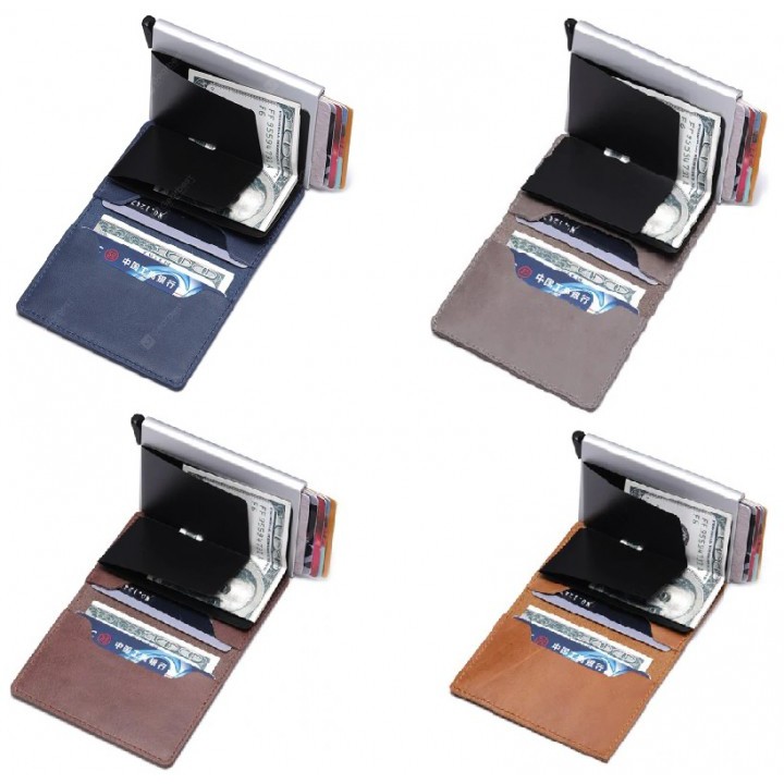 11988 Genuine Leather Push Card Men Wallet