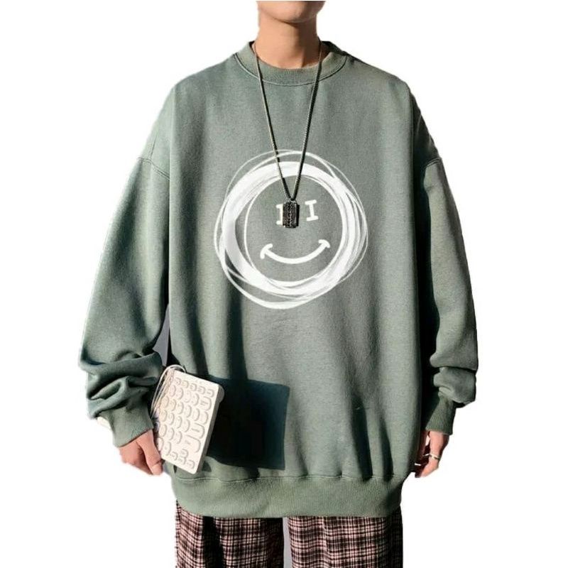 Sweater crewneck Jumbo Besar 2XL SMILE / Switer Oversize Oblong