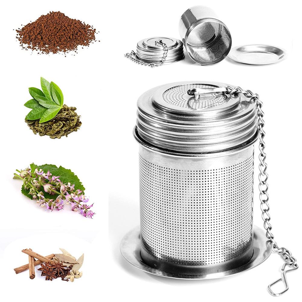 Nickolas1 Tea Infuser Teh Bumbu Untuk Sambungan Ulir Daun Longgar Dengan Tutup Dengan Pengait Rantai Dipanjangkan Untuk Menyeduh Infuser Masak