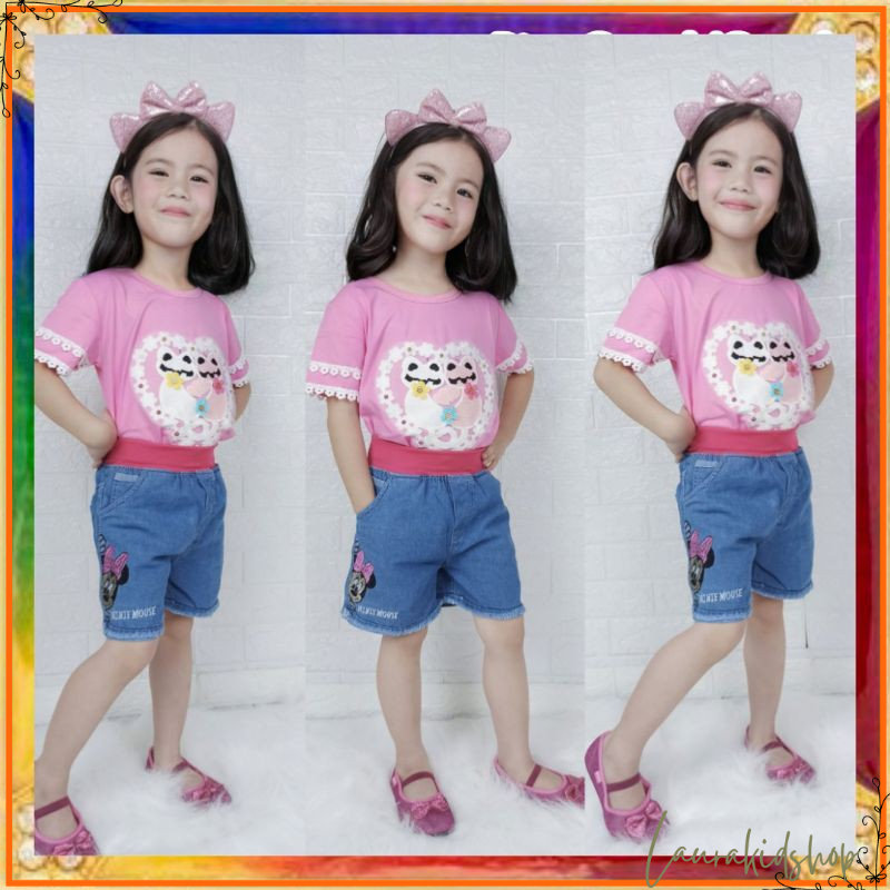 Celana Pendek Hotpant Anak Perempuan Motif Denim Wash 1 - 3 Tahun