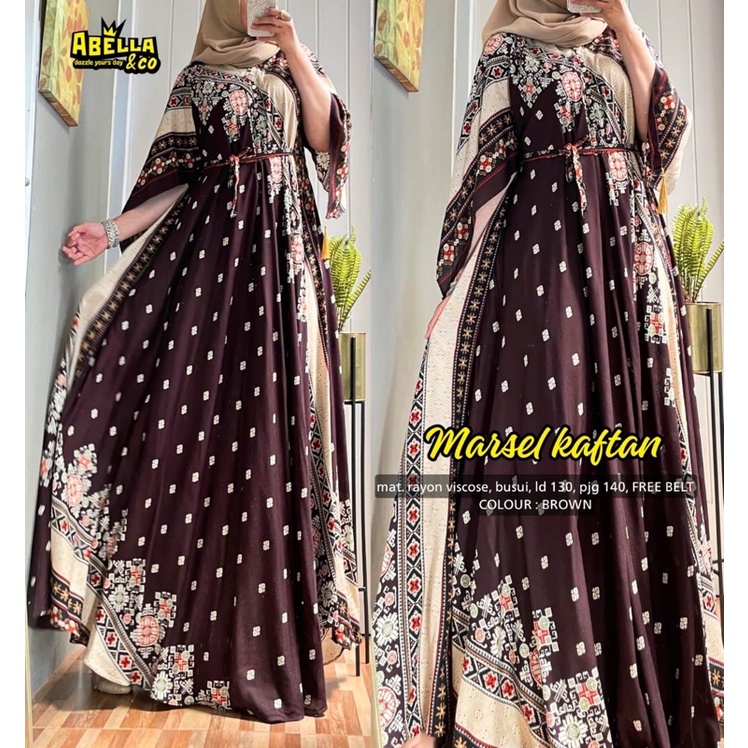 Dress maxi Wanita Muslim Motif Terbaru jumbo busui. Marsel kaftan Manda by Abella-D
