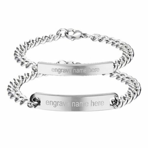 Gelang Bangle Cuff Bahan Stainless Steel Motif Ukir Untuk Pasangan