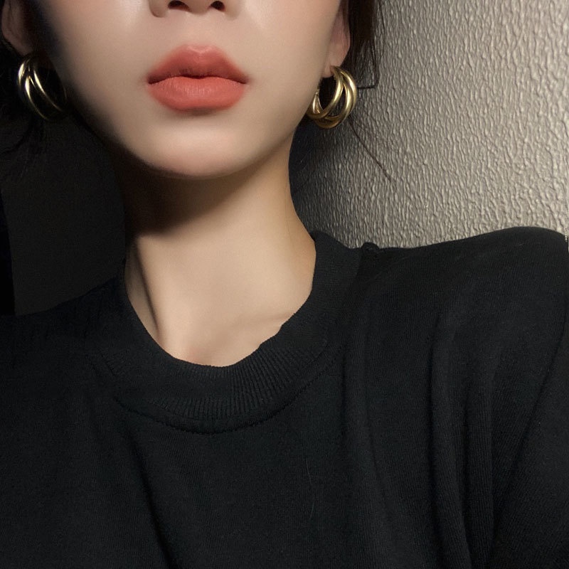 Anting Bulat Lapis Emas Mewah Untuk Wanita