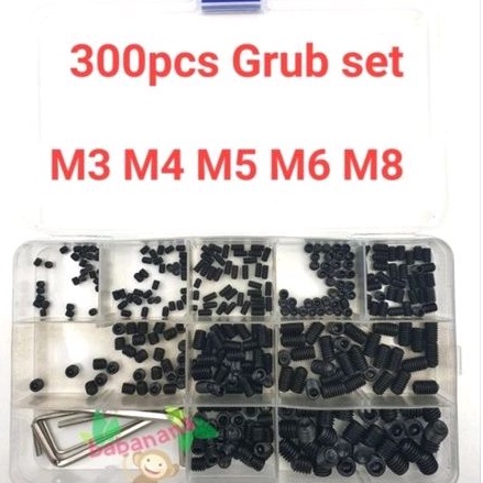 300pcs Grub Hex set M3 M4 M5 M6 M8 black alloy steel kit RC screw