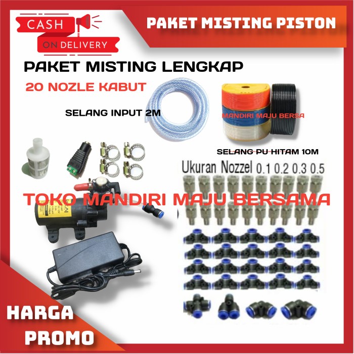 PAKET MISTING WALET 20 NOZZLE / DINAMO POMPA PISTON - MIST PISTON 0.5