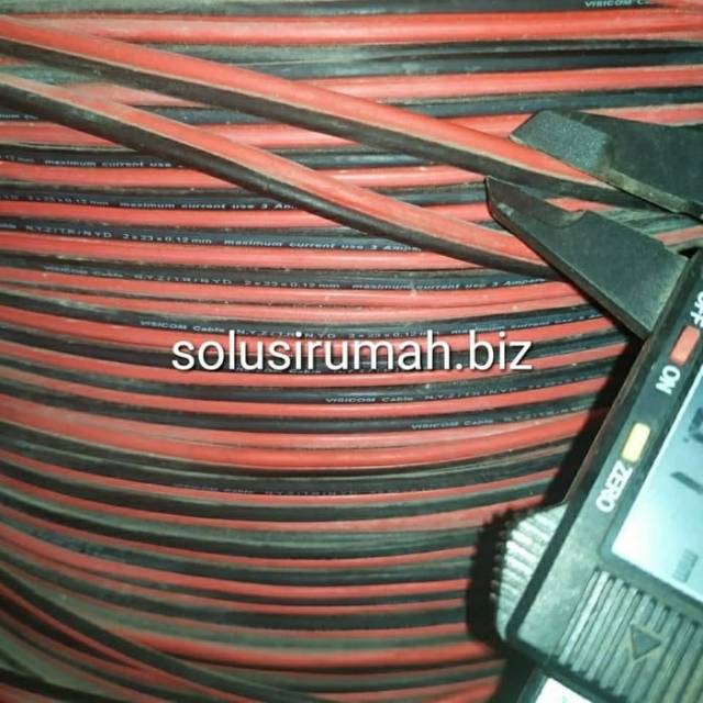 KABEL HITAM MERAH DUA JALUR LISTRIK SERABUT 6.5MM PER 1M visicom sni