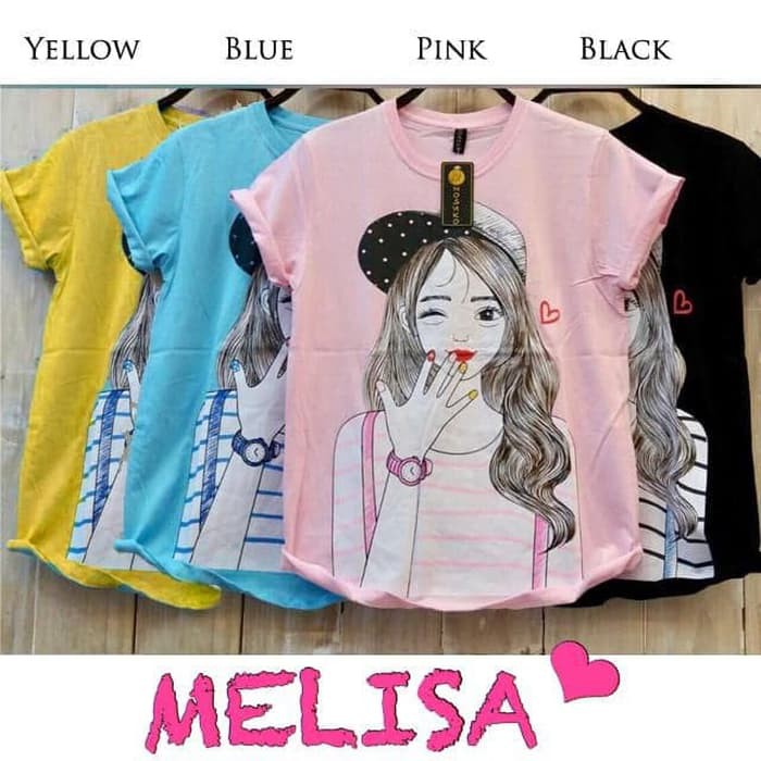 grosir fashion jakarta - baju atasan kaos wanita MELISA - Biru Muda
