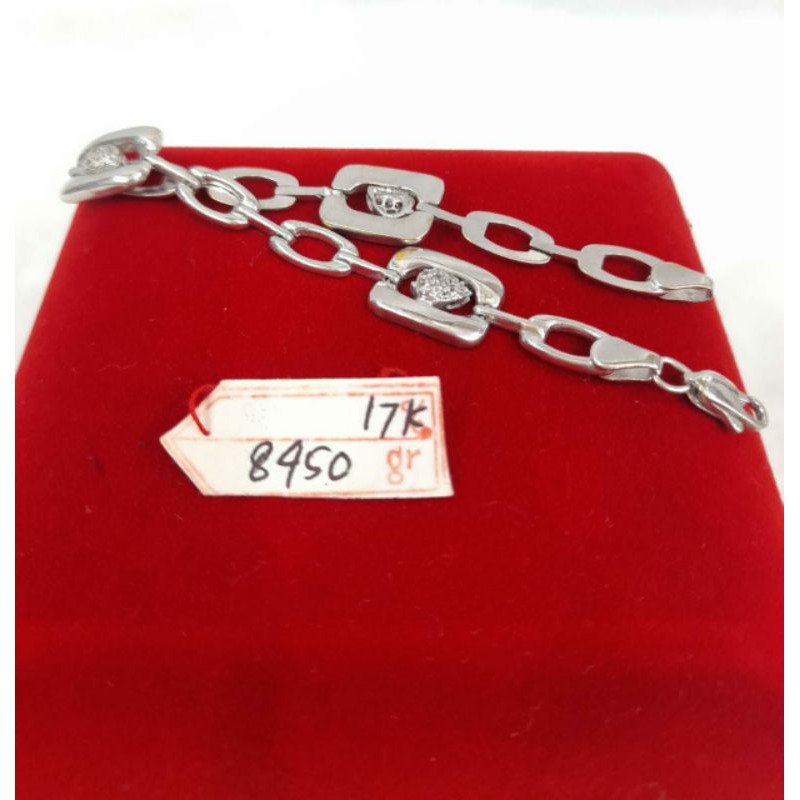 GL827H361H Gelang rolex  model permata putih asli emas putih fashion wanita berat 8.450 kadar 75%