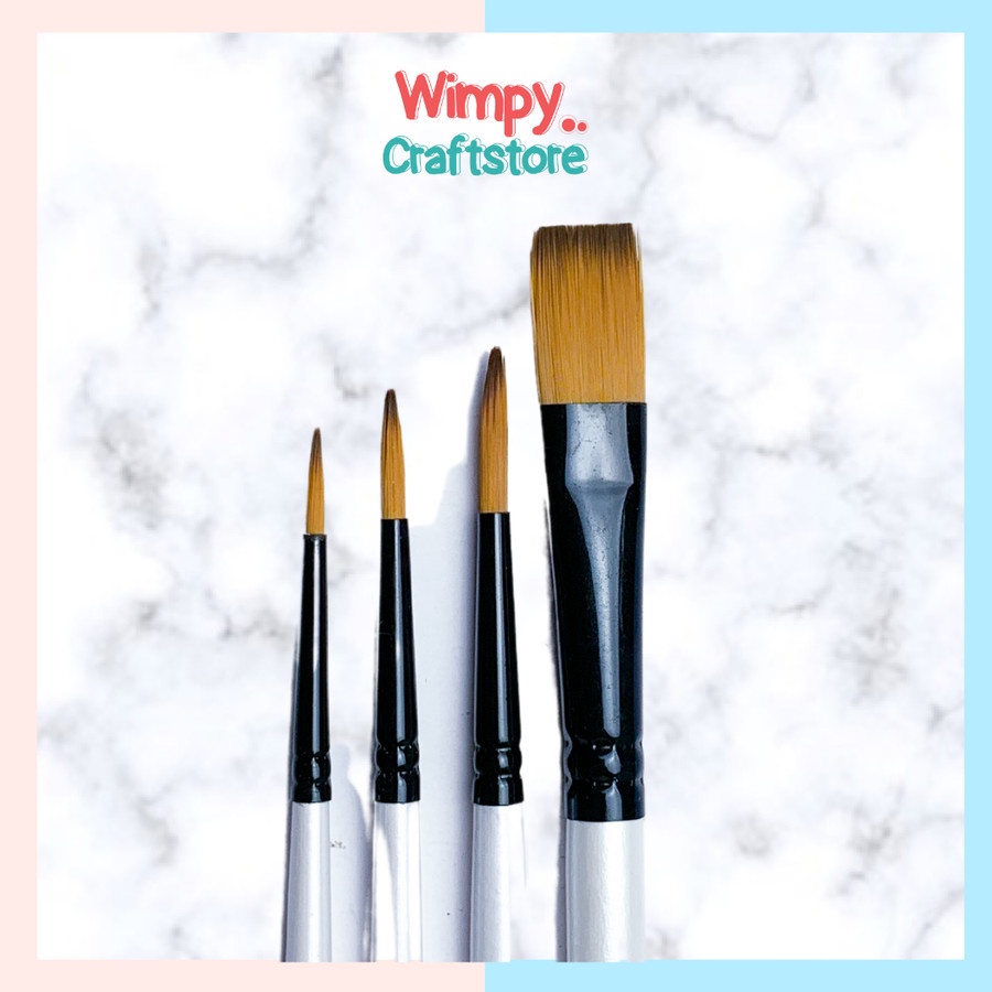 Set Kuas Lukis Kuas Flat Lancip Kuas Cat Air Acrylic Minyak Kaligrafi