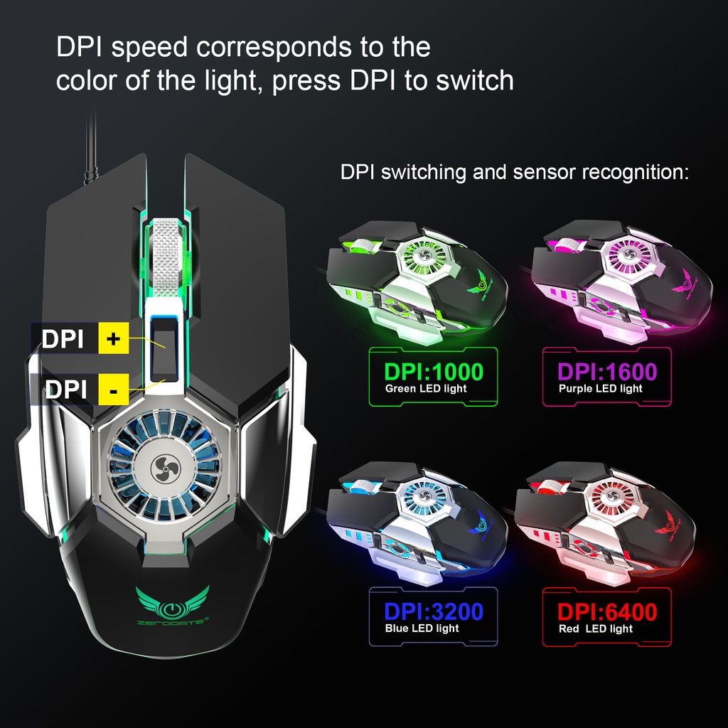 G22 Mouse Kabel Sensitif Anti Selip Dengan Kipas Pendingin 6400DPI Plug Play Mouse Gaming Untuk Desktop