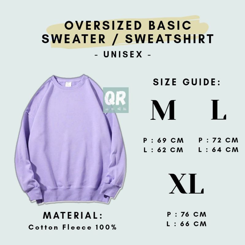 SWEATER BASIC OVERSIZE UNISEX COTTON FLEECE PREMIUM OVERSIZED SWEATSHIRT