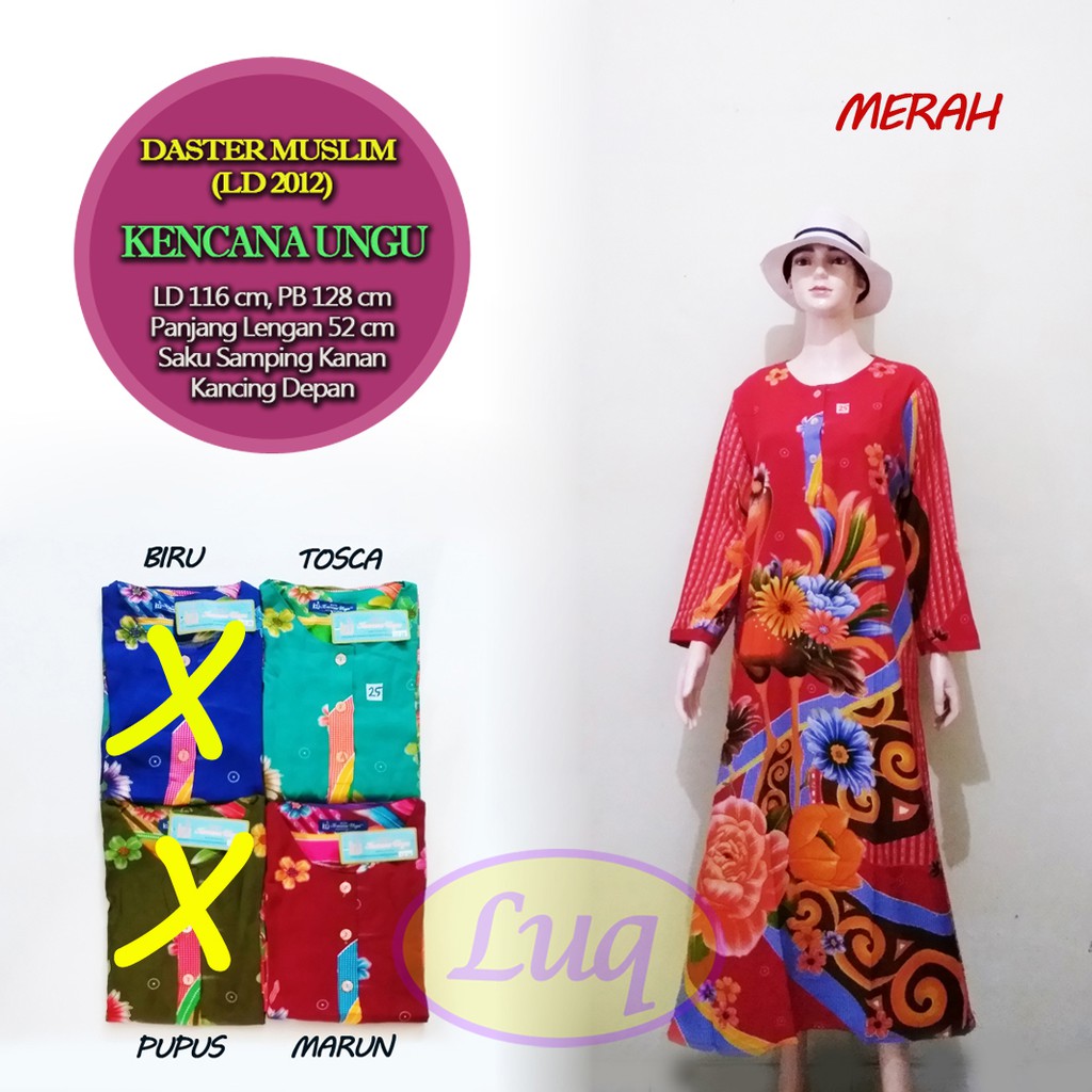 Daster Muslim Batik Kencana Ungu LD 2012