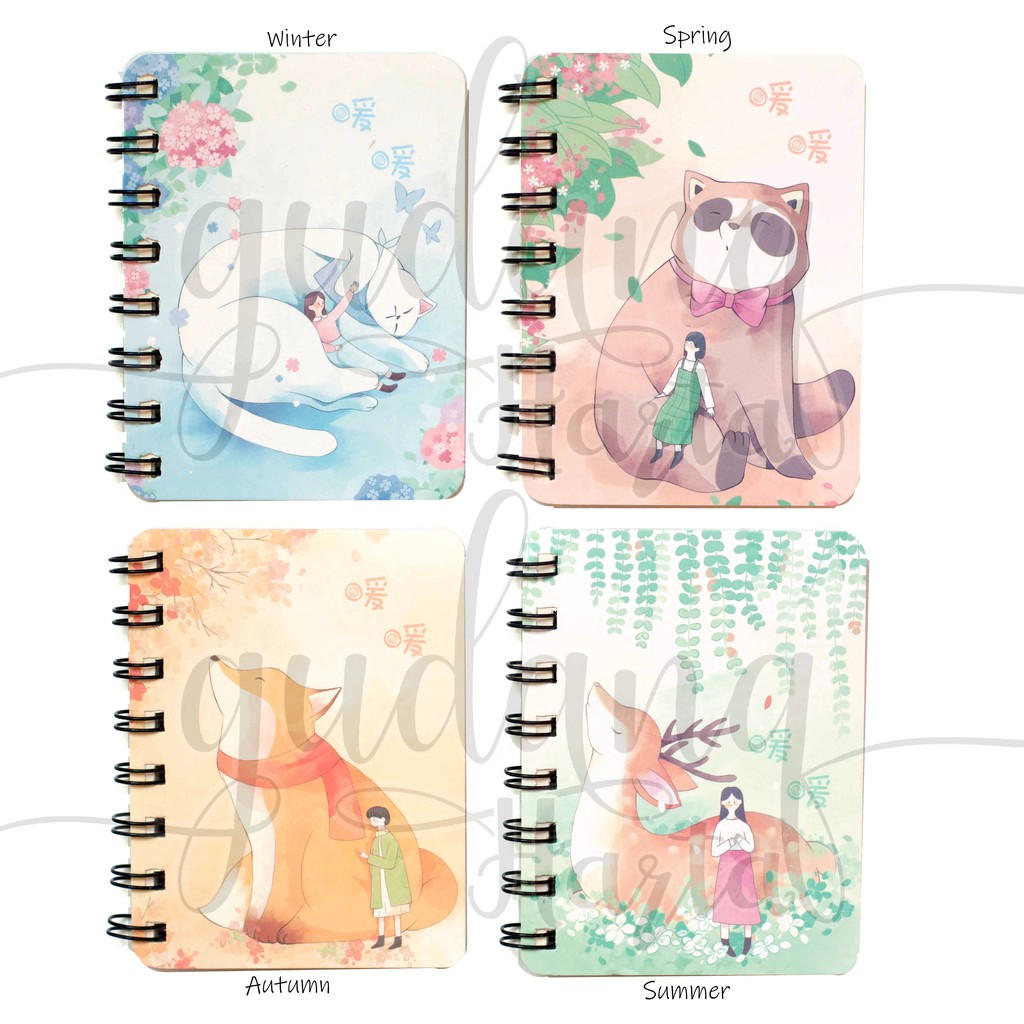 Notebook Mini Spiral A7 Seasonal Animal Buku Catatan Unik Motif Rusa Cat Dkk GH 308732