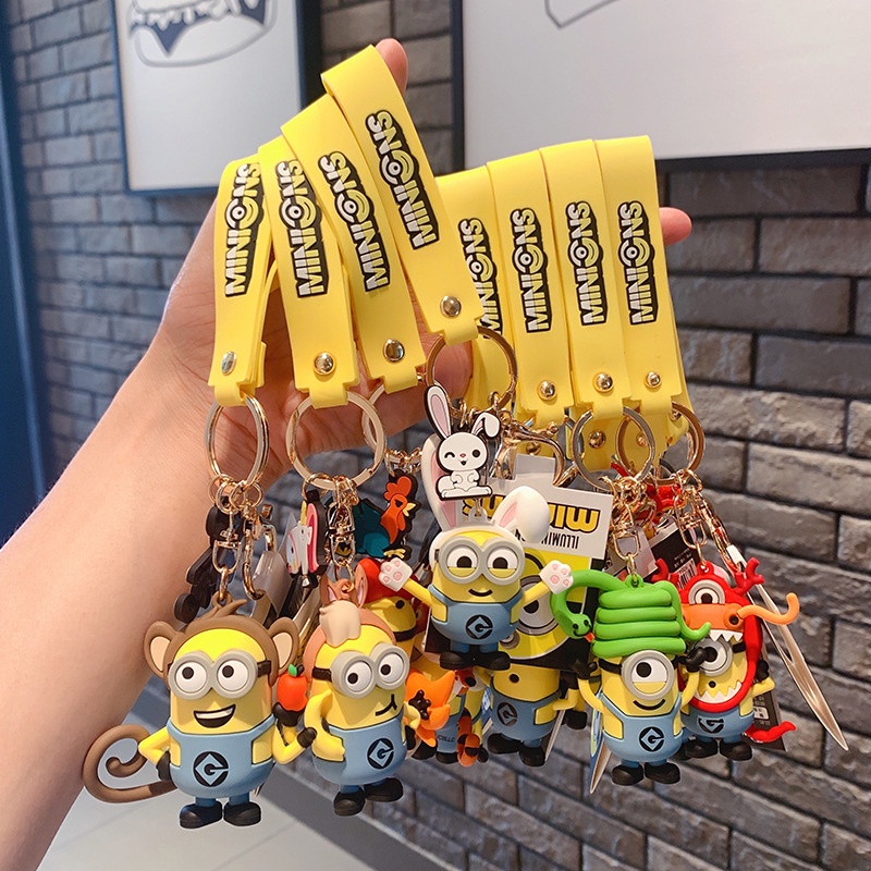 Gantungan Kunci Bentuk Boneka Kartun Minion Warna Kuning