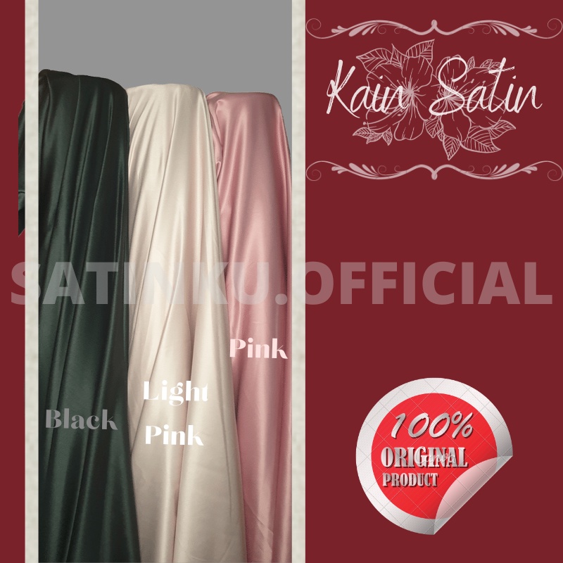 Kain Satin Velvet Black, Light Pink, Pink SatinKu Official 100% PREMIUM
